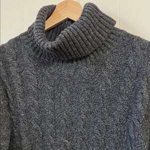 Sundance Catalog Living Dark Charcoal Grey Soft Cable Knit Turtleneck Sweater XS